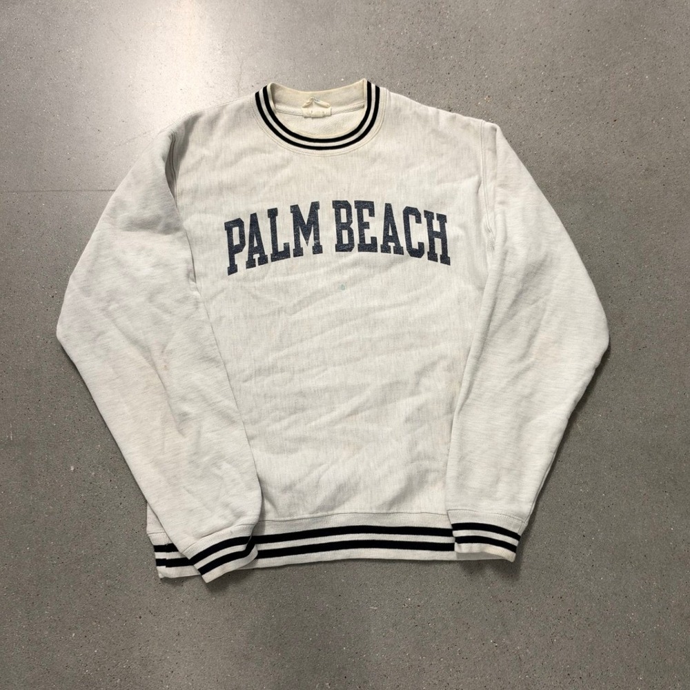 Champion Reverse Weave Palm Beach Sweatshirt Gray Navy Blue Medium